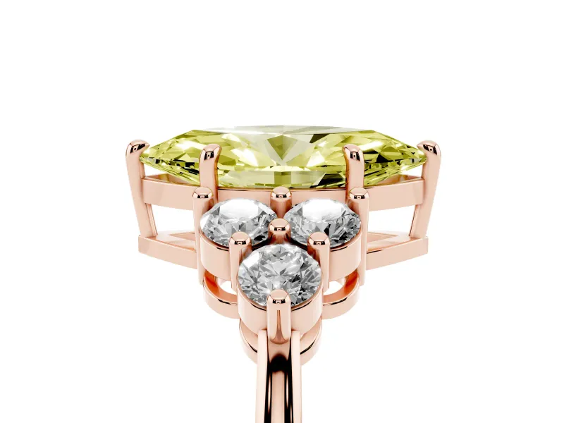 Marquise Cluster Side Stone Engagement Ring Setting for a Fancy Yellow Lab-Grown Diamond | Rose Gold