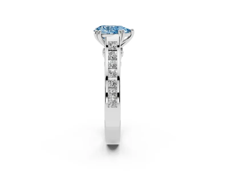 Pear-Shaped Channel Engagement Ring Setting for a Fancy Blue Lab-Grown Diamond | White Gold - Design NV-24671