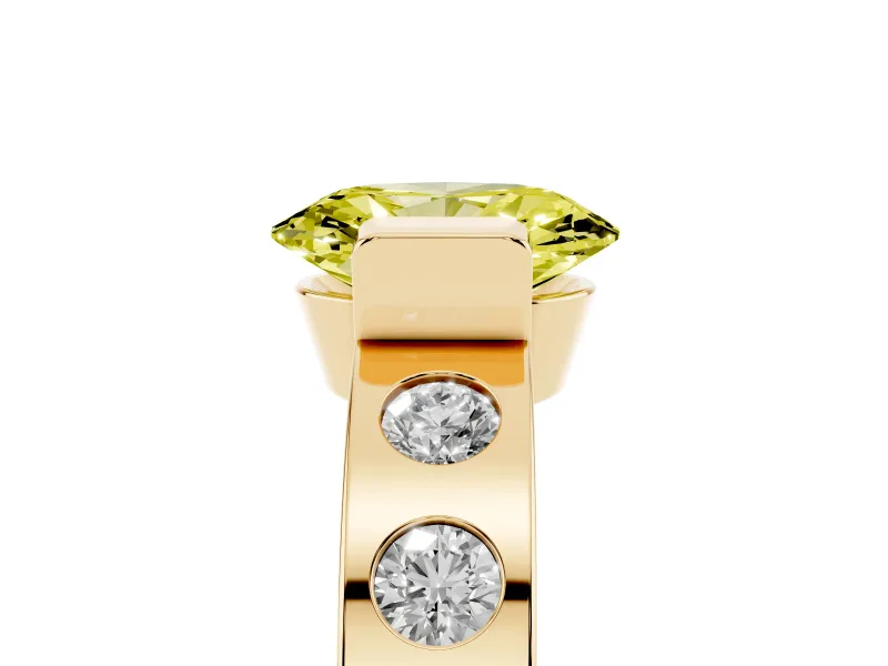 Oval Tension Style Engagement Ring Setting for a Fancy Yellow Lab-Grown Diamond | Yellow Gold