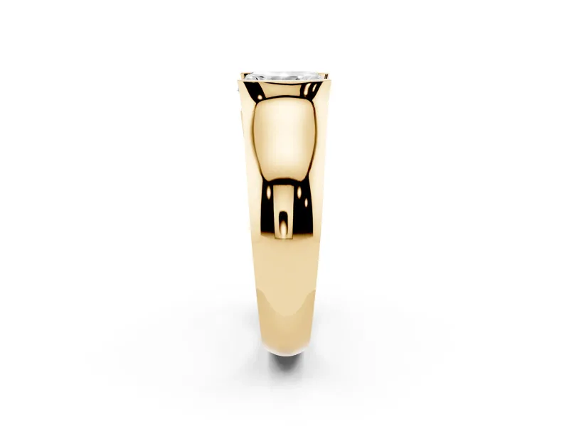 Radiant Cut Half Bezel Solitaire Engagement Ring Setting | Wide Band | Yellow Gold