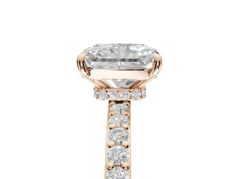 Radiant Cut Hidden Halo Engagement Ring Setting | Rose Gold