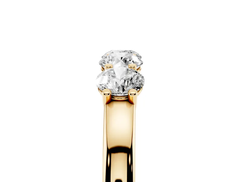 Round Diamond Four-Stone Band Set in Yellow gold with Prong Setting
