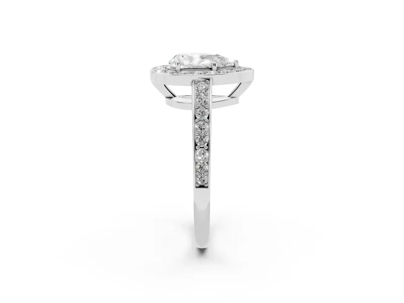 Pear-Shaped Framed Halo Engagement Ring Setting | Graduated Pavé Band | Platinum