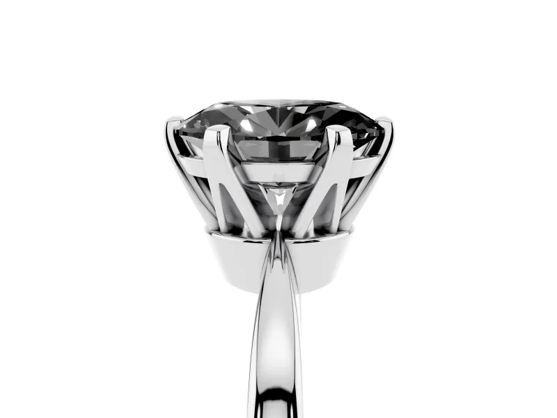 Oval Tapered Solitaire Engagement Ring Setting for a Black Center | Claw Prong Head | White Gold