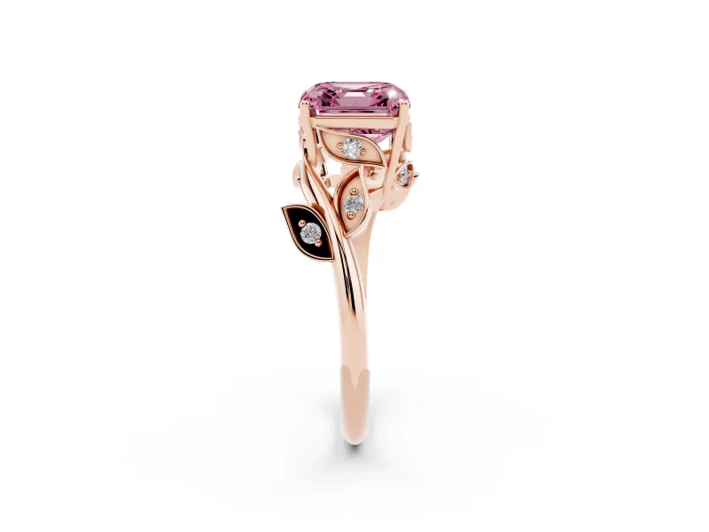 Asscher Cut Twisted Bypass Engagement Ring Setting for a Fancy Pink Lab-Grown Diamond | Rose Gold