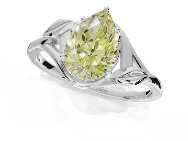 Pear-Shaped Bypass Solitaire Engagement Ring Setting for a Fancy Yellow Lab-Grown Diamond | Platinum