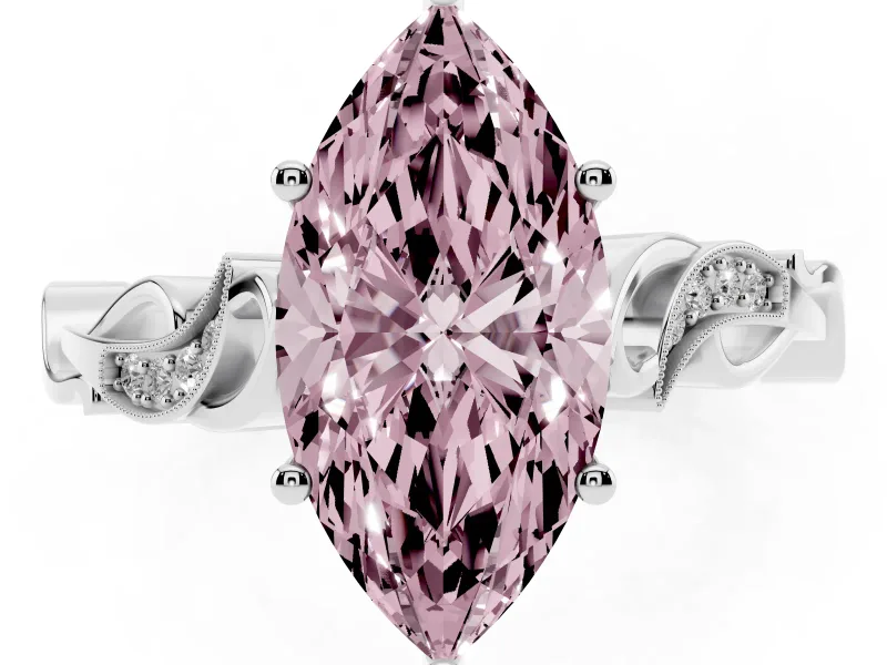 Marquise Vine Engagement Ring Setting for a Fancy Pink Lab-Grown Diamond | White Gold