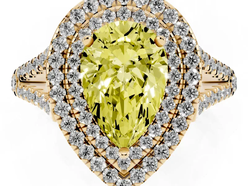 Pear-Shaped Halo Engagement Ring Setting for a Fancy Yellow Lab-Grown Diamond | Yellow Gold - Design NV-24799