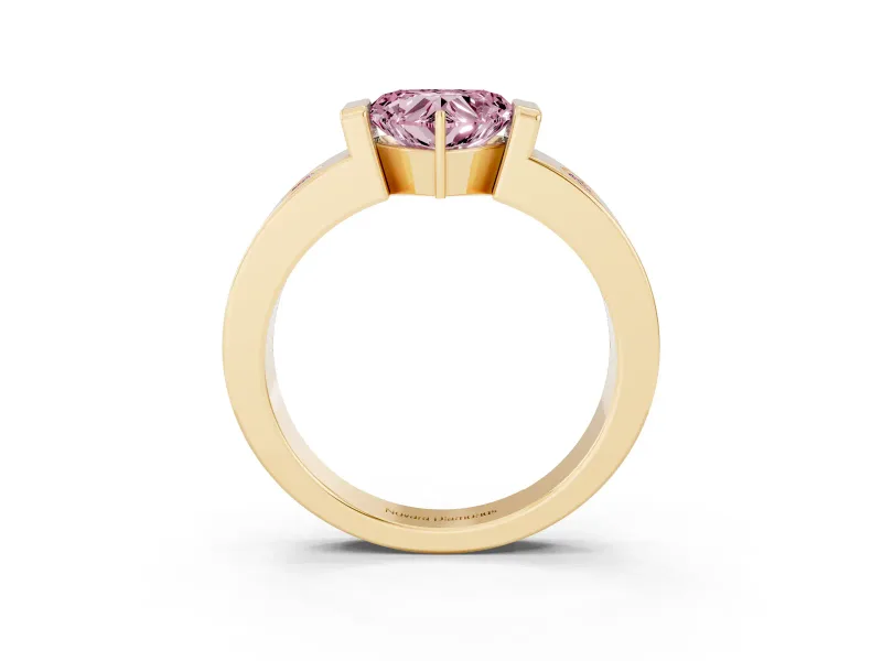 Heart-Shaped Tension Style Engagement Ring Setting for a Fancy Pink Lab-Grown Diamond | Yellow Gold