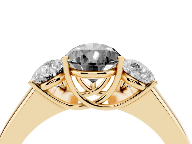 Pear-Shaped Three Stone Engagement Ring Setting for a Black Center | Yellow Gold