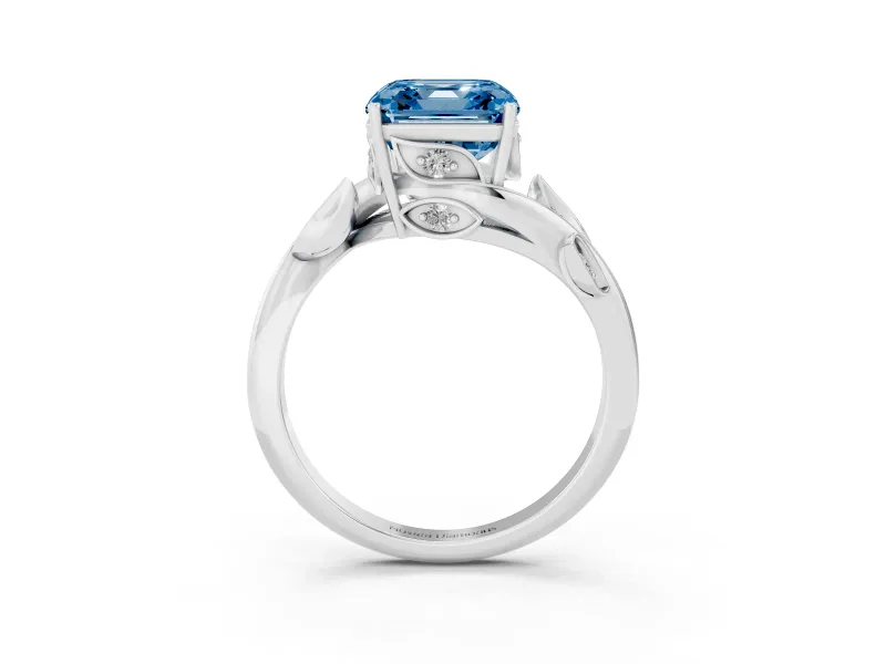 Asscher Cut Twisted Bypass Engagement Ring Setting for a Fancy Blue Lab-Grown Diamond | Platinum