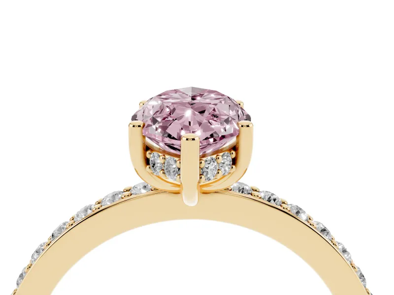 Marquise Hidden Halo Engagement Ring Setting for a Fancy Pink Lab-Grown Diamond | Yellow Gold