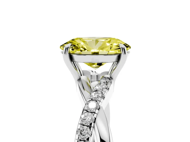 Oval Crossover Engagement Ring Setting for a Fancy Yellow Lab-Grown Diamond | White Gold