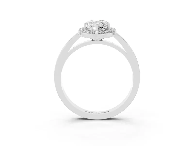 Pear Cut Diamond Halo Ring Set in Platinum with Solitaire Band and Prong Setting