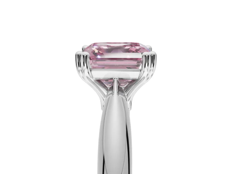 Princess Cut Tapered Solitaire Engagement Ring Setting for a Fancy Pink Lab-Grown Diamond | Platinum