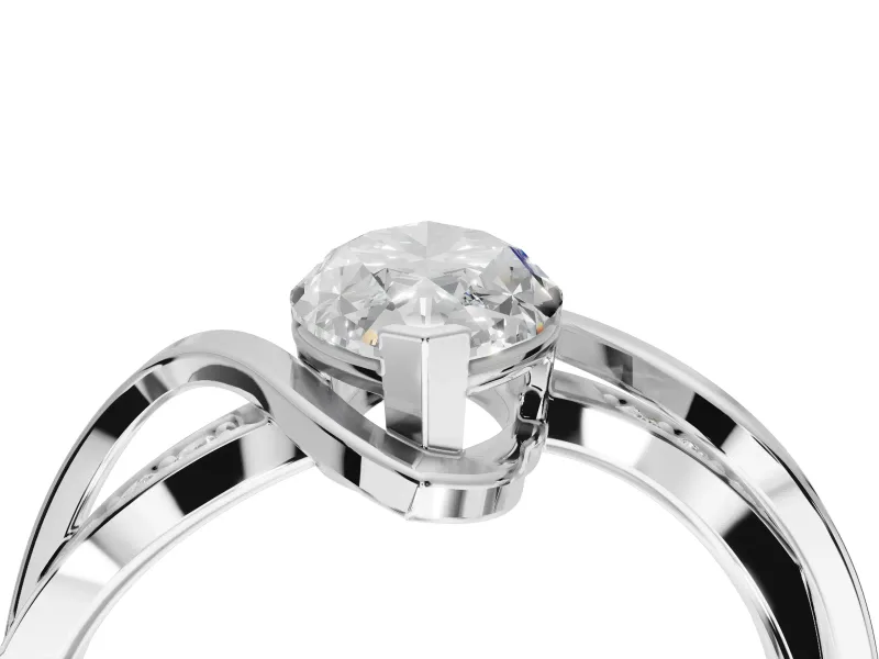 Marquise Bypass Solitaire Engagement Ring Setting | Pavé and Plain Strands | Platinum