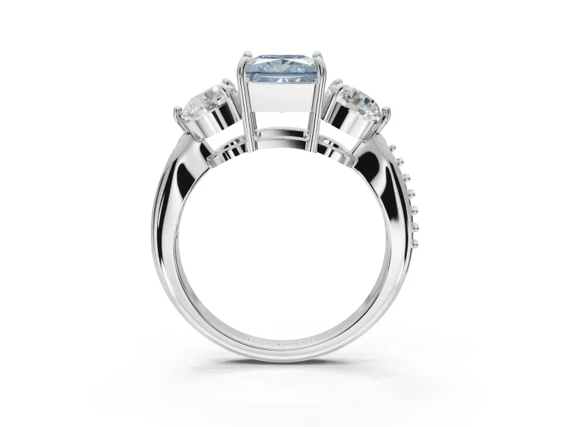 Princess Cut Engagement Ring Setting for a Fancy Blue Lab-Grown Diamond | Sterling Silver - Design NV-24901