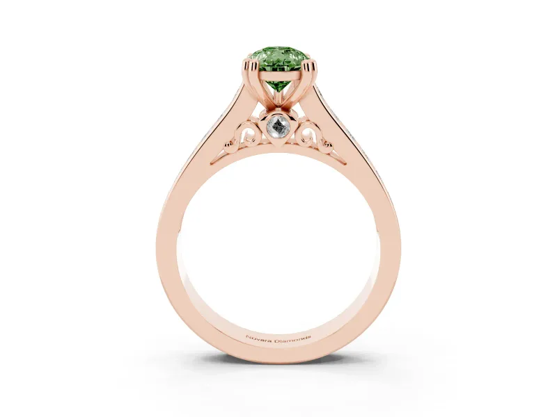 Pear-Shaped Channel Engagement Ring Setting for a Fancy Green Lab-Grown Diamond | Rose Gold - Design NV-24671