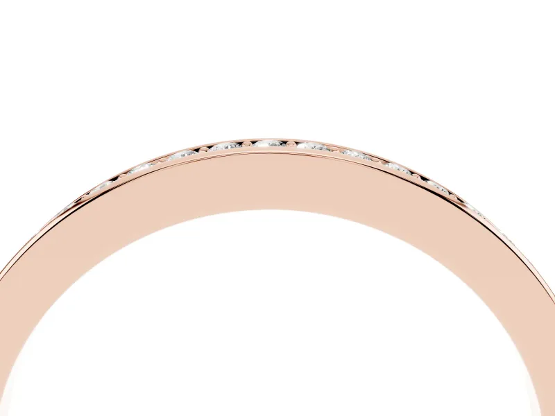 Round Lab-Grown Diamond Low Profile Pavé Wedding Band | Three-Quarter Eternity | Rose Gold