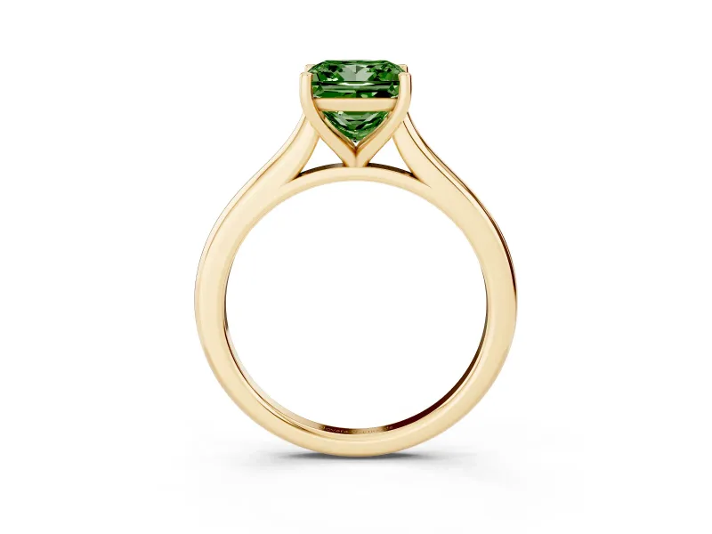 Princess Cut Cathedral Engagement Ring Setting for a Fancy Green Lab-Grown Diamond | Yellow Gold