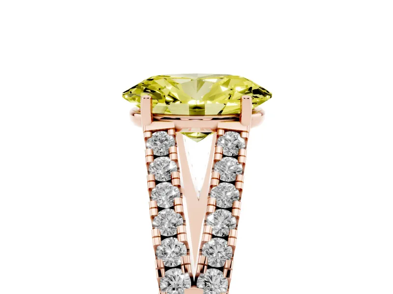 Oval Graduated Split Shank Engagement Ring Setting for a Fancy Yellow Lab-Grown Diamond | Rose Gold