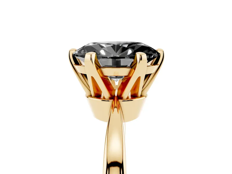 Fancy Black Oval Cut Diamond Solitaire Engagement Ring Set in Yellow gold with Slim Tapered Solitaire Band