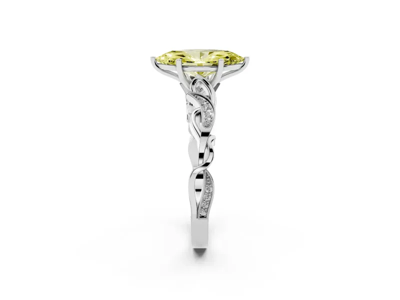 Marquise Vine Engagement Ring Setting for a Fancy Yellow Lab-Grown Diamond | Platinum