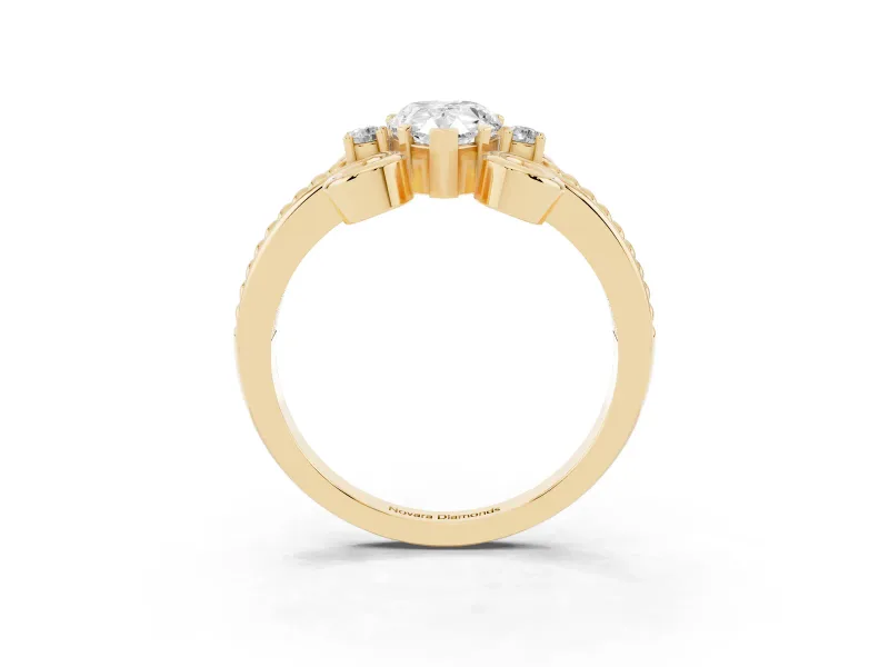 Pear-Shaped Scroll Solitaire Engagement Ring Setting | Rope Twist Band | Yellow Gold
