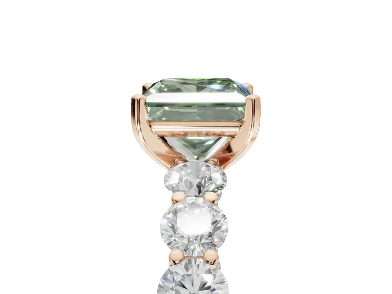 Princess Cut Engagement Ring Setting for a Fancy Green Lab-Grown Diamond | Rose Gold - Design NV-24455
