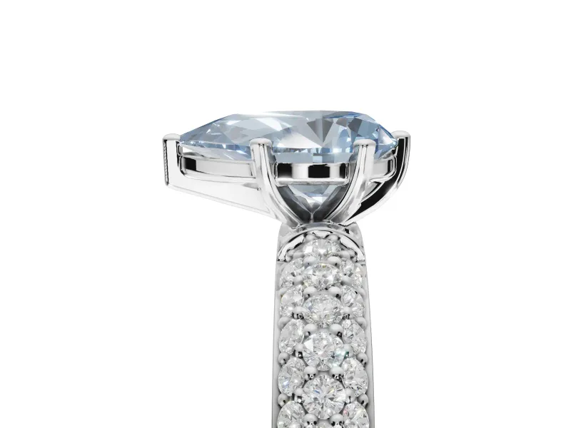Pear-Shaped Domed Pavé Engagement Ring Setting for a Fancy Blue Lab-Grown Diamond | Sterling Silver