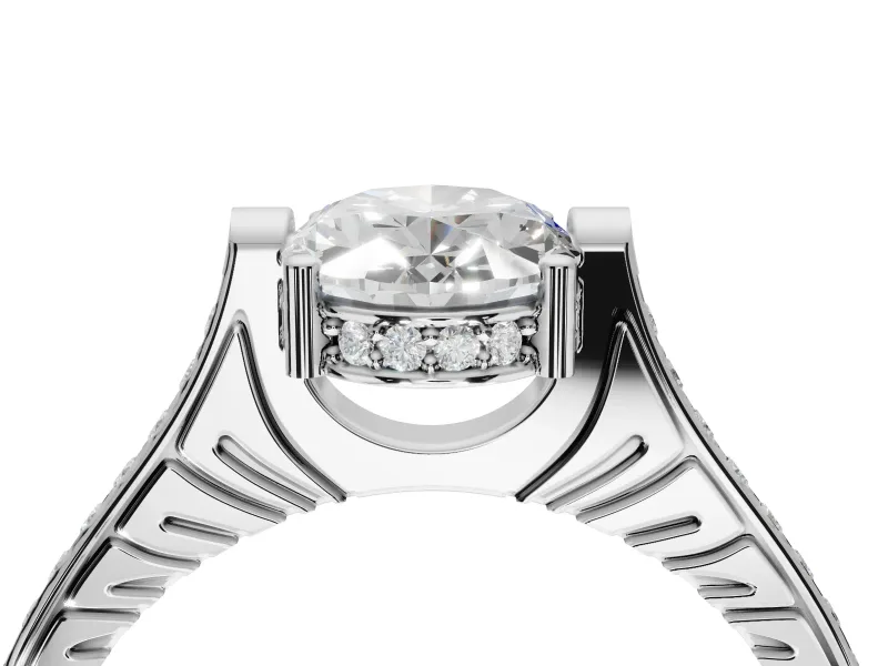 Oval Vintage Cathedral Engagement Ring Setting | Carved Band | Sterling Silver