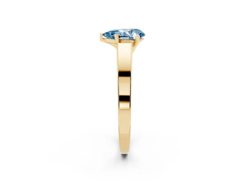Pear-Shaped Solitaire Engagement Ring Setting for a Fancy Blue Lab-Grown Diamond | Yellow Gold