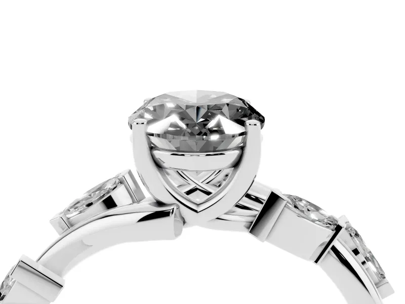 Oval Twisted Vine Engagement Ring Setting for a Black Center | Marquise Side Stones | Platinum