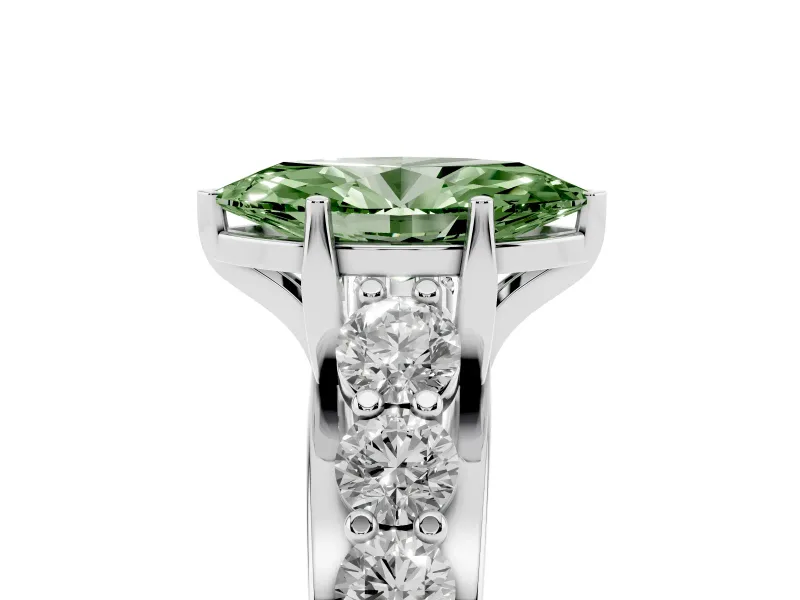 Marquise Graduated Engagement Ring Setting for a Fancy Green Lab-Grown Diamond | Platinum