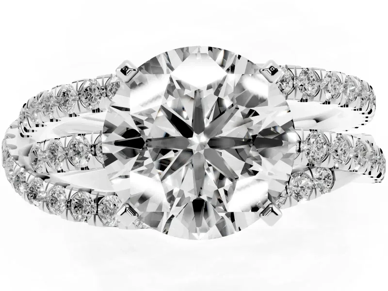 Round Twisted Pavé Solitaire Engagement Ring Setting | Three-Strand Band | White Gold