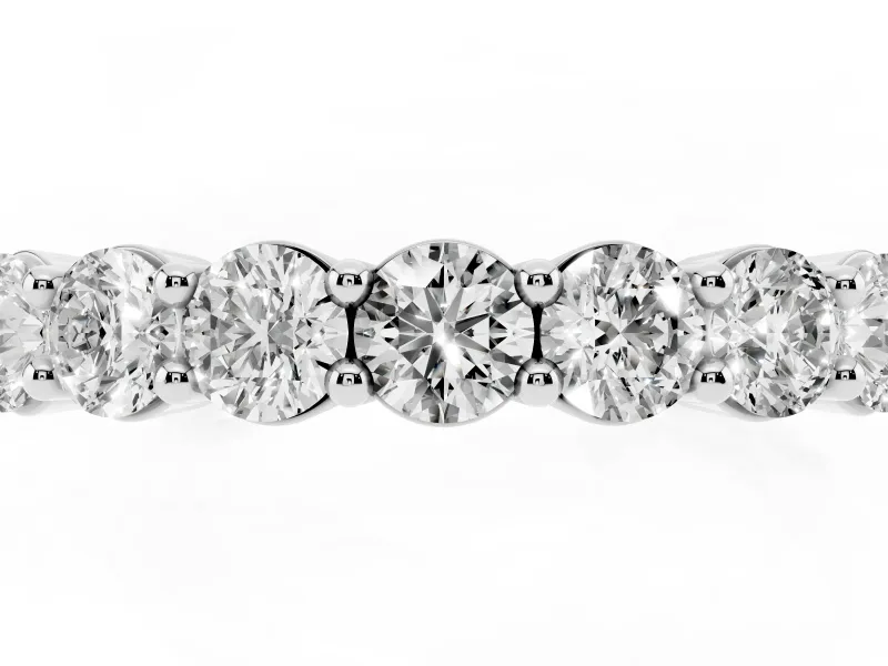 Round Lab-Grown Diamond Prong Set Half Eternity Wedding Band | Raised Row | White Gold