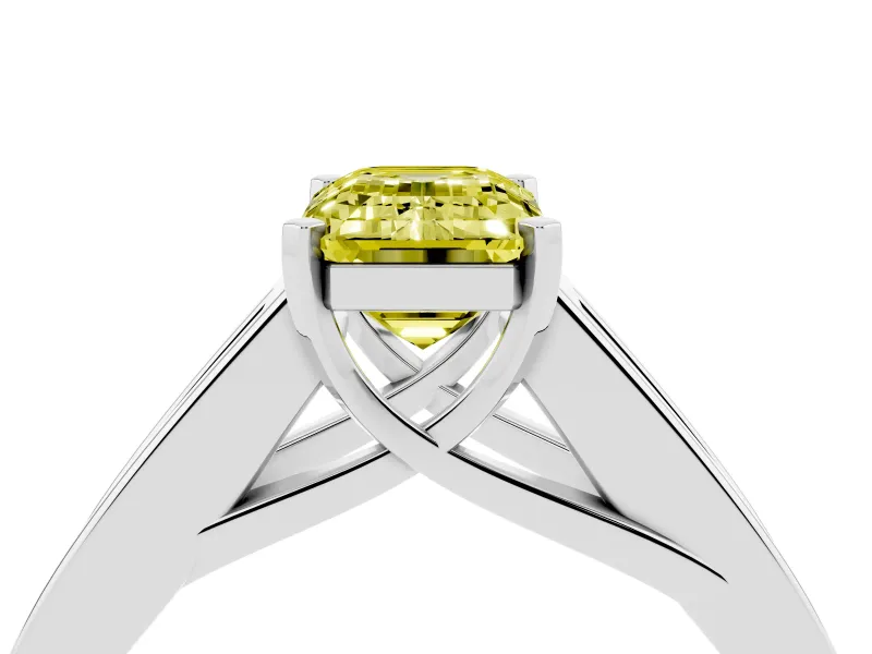 Emerald Cut Channel-Set Engagement Ring Setting for a Fancy Yellow Lab-Grown Diamond | Platinum