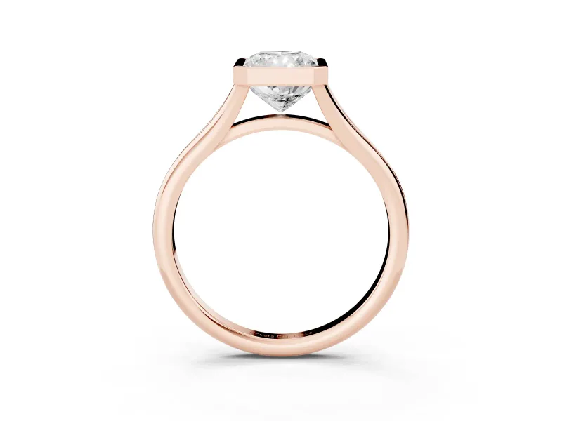 Radiant Cut Bezel Solitaire Engagement Ring Setting | V Split Shank | Rose Gold