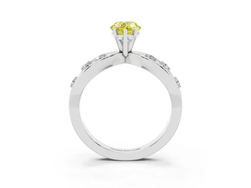 Pear-Shaped Loop Engagement Ring Setting for a Fancy Yellow Lab-Grown Diamond | White Gold