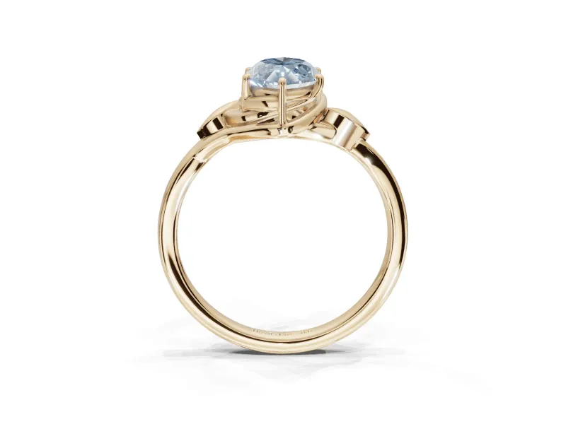 Marquise Bypass Solitaire Engagement Ring Setting for a Fancy Blue Lab-Grown Diamond | Yellow Gold