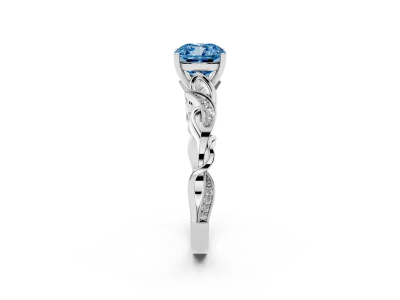 Cushion Cut Vine Engagement Ring Setting for a Fancy Blue Lab-Grown Diamond | White Gold