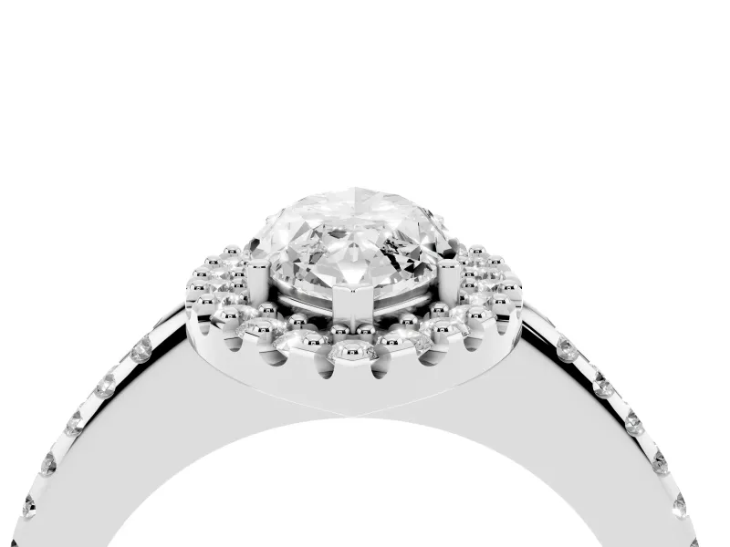 Marquise Pave Halo Engagement Ring Setting | Pave Band | White Gold