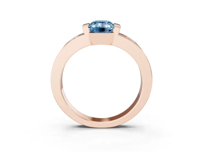 Emerald Cut Tension Style Engagement Ring Setting for a Fancy Blue Lab-Grown Diamond | Rose Gold
