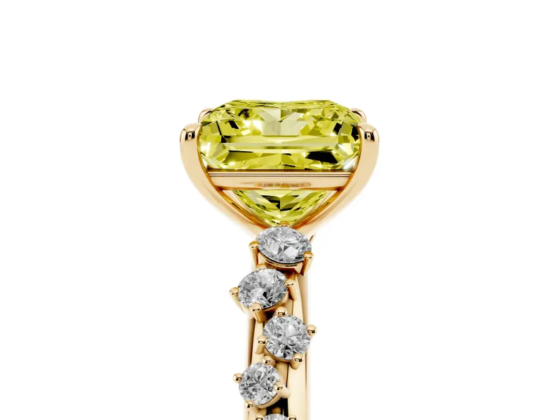 Princess Cut Graduated Solitaire Engagement Ring Setting for a Fancy Yellow Lab-Grown Diamond | Yellow Gold
