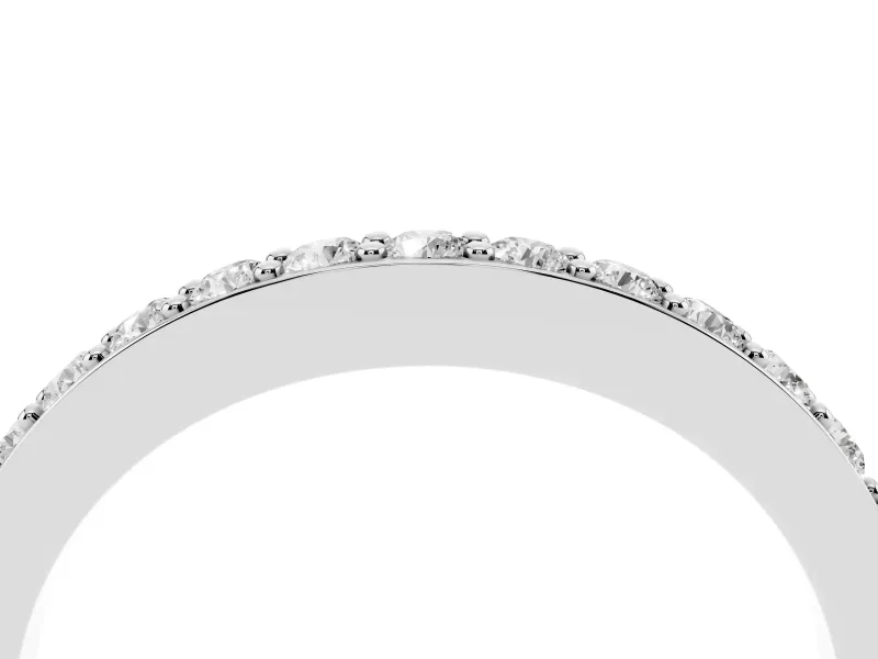 Round Diamond Curved Eternity Band Set in White gold with Pavé Prong Setting