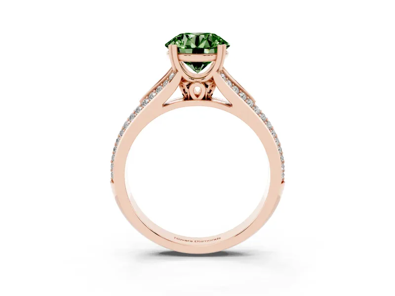 Round Split Shank Engagement Ring Setting for a Fancy Green Lab-Grown Diamond | Rose Gold