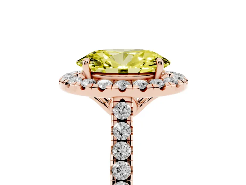 Oval Raised Halo Engagement Ring Setting for a Fancy Yellow Lab-Grown Diamond | Rose Gold