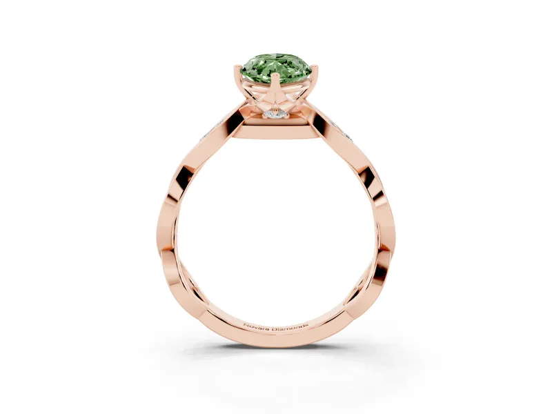 Marquise Twisted Infinity Engagement Ring Setting for a Fancy Green Lab-Grown Diamond | Rose Gold