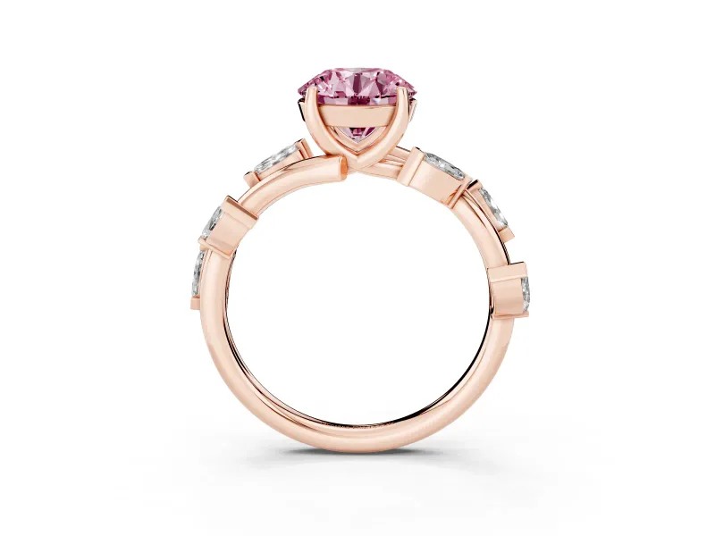 Round Twisted Vine Engagement Ring Setting for a Fancy Pink Lab-Grown Diamond | Rose Gold
