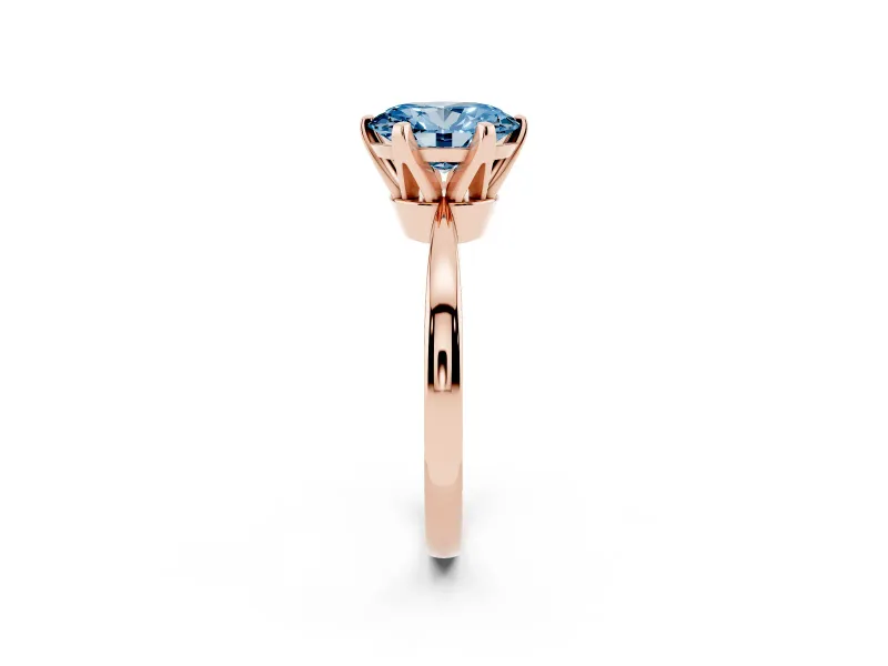 Oval Tapered Solitaire Engagement Ring Setting for a Fancy Blue Lab-Grown Diamond | Claw Prong Head | Rose Gold